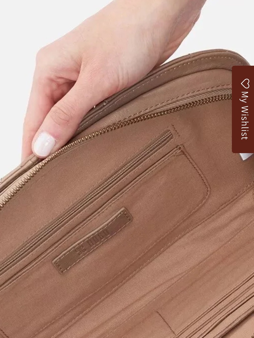 HOBO Quilted Leather clutch in Taupe Beige - Picture 2 of 4